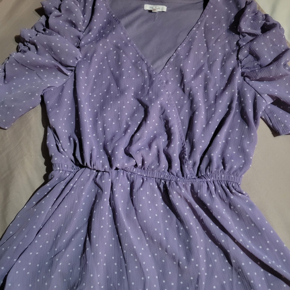 Maurices Purple Blouse with White Dots